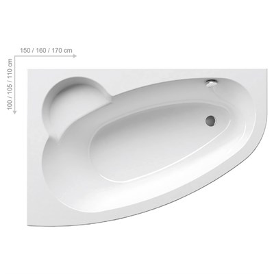 Акриловая ванна Ravak Asymmetric 170 x 110 Левая (C481000000) - фото 216324