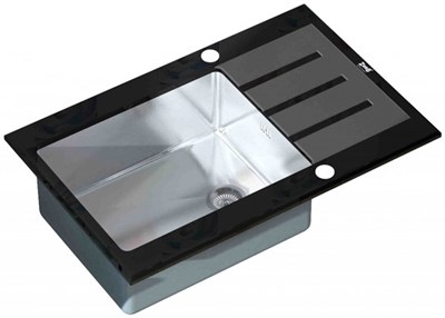 Мойка кухонная Zorg Inox Glass 78х51х20  (GL-7851-BLACK) - фото 263498