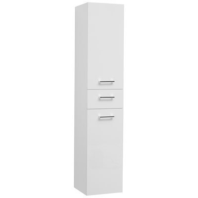 Пенал Dreja , 35 см, подвесной/напольный, универсальный, 2 дверцы, 1 ящик, 4 стеклянные полки, белый глянец (77.0303W) - фото 442377
