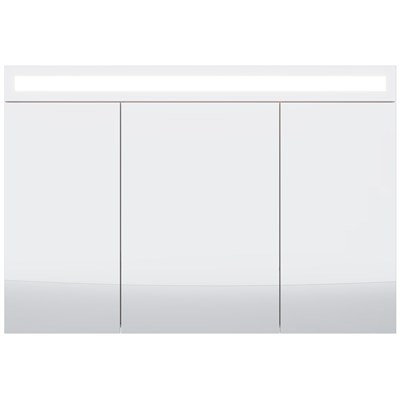 Зеркальный шкаф Dreja  UNI, 120 см, 3 дверцы, 6 стеклянных полок, с LED-подсветкой и выключателем, белый (99.9013) - фото 442524