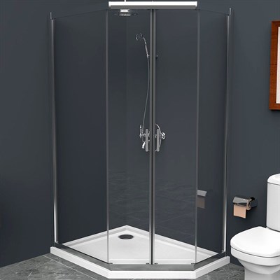 Душевой уголок BelBagno Uno 100х80 UNO-195-PH-2-100/80-C-Cr профиль Хром стекло прозрачное UNO-195-PH-2-100/80-C-Cr - фото 467439