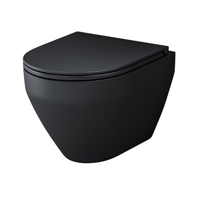 Унитаз подвесной AM.PM Spirit 2.0 безободковый FlashClean с черным сиденьем микролифт (C701700MBSC) - фото 476829