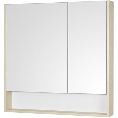 Зеркальный шкаф Aquaton Сканди 90 белый, дуб верона - фото 477601