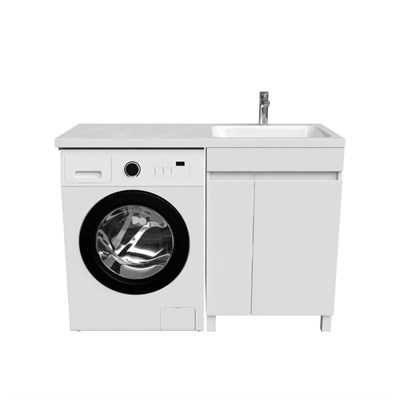 Тумба с умывальником напольная для стиральной машины с дверцами, 120 см, правая, белая IDDIS Optima Home (OPH12RDi95K) - фото 494023