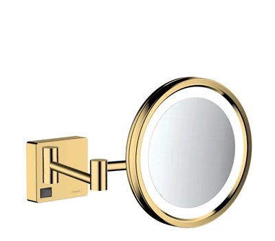 Зеркало для бритья косметическое, с LED подсветкой Hansgrohe AddStoris 41790990 полированное золото - фото 501227
