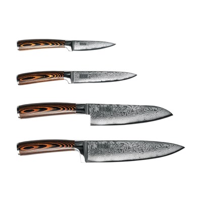 Набор из 4х ножей Omoikiri Damascus Suminagashi + универсальная Подставка (4996233) - фото 505966