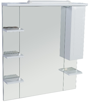 Зеркало RUSH со шкафчиком и полками FIJI 105 Белый глянец (FIM180105W) - фото 536599