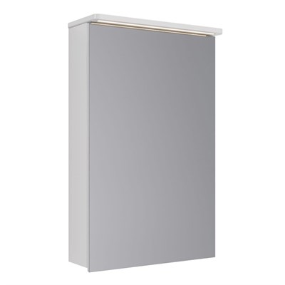 Шкаф зеркальный Lemark ZENON 50х80 см 1 дверный, петли слева, с козырьком-подсветкой, с розеткой, цвет корпуса: Белый глянец (LM50ZS-Z) - фото 540859