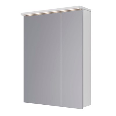 Шкаф зеркальный Lemark ZENON 60х80 см 2-х дверный с козырьком-подсветкой, с розеткой, цвет корпуса: Белый глянец (LM60ZS-Z) - фото 540865