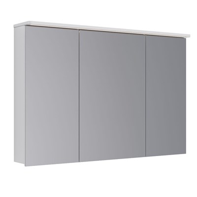 Шкаф зеркальный Lemark ZENON 120х80 см 3-х дверный, с козырьком-подсветкой, с розеткой, цвет корпуса: Белый глянец (LM120ZS-Z) - фото 540897