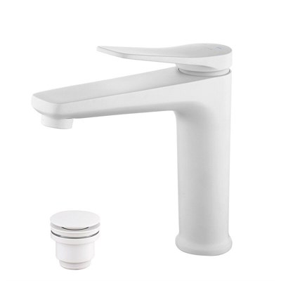 Смеситель для раковины  Lemark Bronx LM3737MW, с донным клапаном, белый матовый LM3737MW