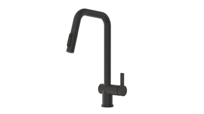 Смеситель кухонный GRANULA с выдвижным изливом с переключением на душ и фильтром, сталь (7273, ЧЕРНЫЙ МАТОВЫЙ) 7273, ЧЕРНЫЙ МАТОВЫЙ