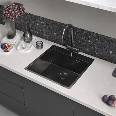 Мойка кухонная Reflexion Iseo RX2250BL, 50 см, нержавеющая сталь, PVD-покрытие вороненая сталь, gunmetal RX2250BL