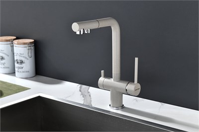 Смеситель Paulmark Serpentine Se213222-BE для кухонной мойки с подключением к фильтру питьевой воды, бежевый Se213222-BE