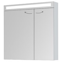 Зеркальный шкаф Dreja  MAX, 80 см, 2 дверцы, 4 стеклянные полки, белый глянец (77.9009W)