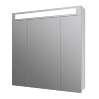 Зеркальный шкаф Dreja  UNI, 80 см, 3 дверцы, 6 стеклянных полок, с подсветкой и выключателем, белый (99.9003)