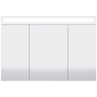 Зеркальный шкаф Dreja  UNI, 120 см, 3 дверцы, 6 стеклянных полок, с LED-подсветкой и выключателем, белый (99.9013)