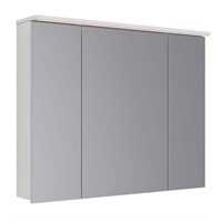 Шкаф зеркальный Lemark ZENON 100х80 см 3-х дверный, с козырьком-подсветкой, с розеткой, цвет корпуса: Белый глянец (LM100ZS-Z)