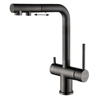 Смеситель Paulmark Serpentine Se213222-GM для кухонной мойки с подключением к фильтру питьевой воды, вороненая сталь Se213222-GM