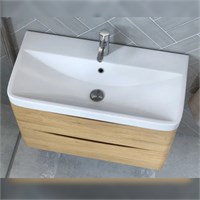 Тумба с раковиной подвесная Velvex Clay tp.CLA.9595.80.2Y дуб верона, 80 см tp-CLA-9595-80-2Y дуб верона-com