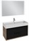 Тумба под раковину Jacob Delafon Vivienne 100 EB1585-E52-S14 подвесная Черный сатин Дуб табак ручки Хром EB1585-E52-S14